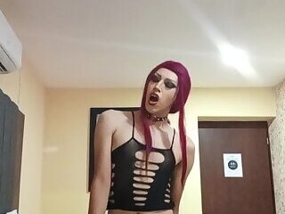 Sissy skinny ride bbc dildo at hotelroom